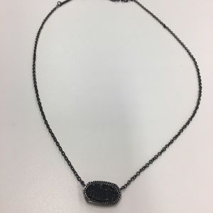 Kendra Scott Elisa Pendant Necklace in Black Drusy